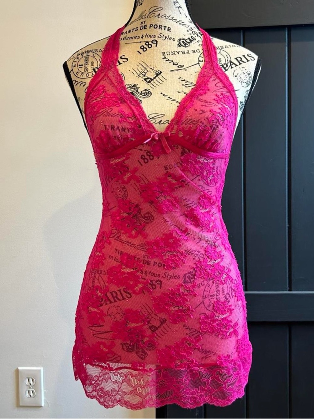 Victoria’s Secret Hot Pink Lace Halter Chemise - Women Intimates & Sleepwear